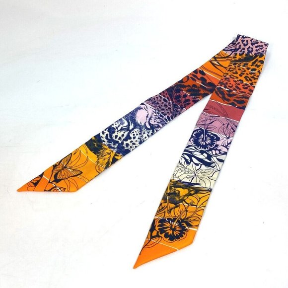 HERMES BandeauScarf Twilly Twilly Animal pattern Scarf silk Multicolore - Picture 1 of 7